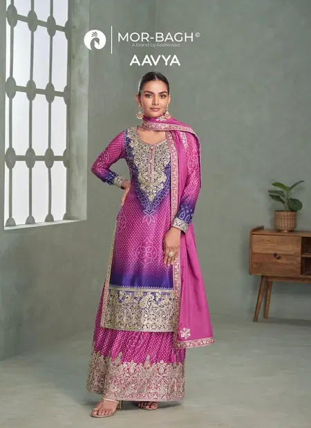 Aavya By Aashirwad Mor Bagh Chinon Silk Readymade Suits Wholesale Online